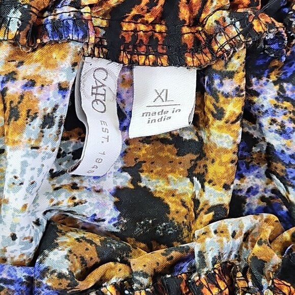 Cato Cold Shoulder Boho Blouse XL Jewel Tones Puff Sleeves Belted EUC Fairycore - Picture 8 of 15